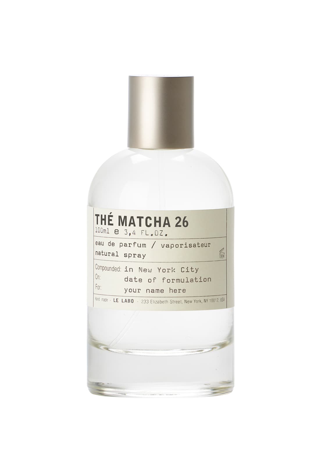 新発売のフレグランス「マッチャ 26」。抹茶、イチジク、ベチパー、シダーウッドなど26種類の素材を配合。落ち着きがあり調和のとれた香り。100mL 34,100円、50mL 22,550円、15mL 10,230円、1.5mL（オンライン限定） 715円。