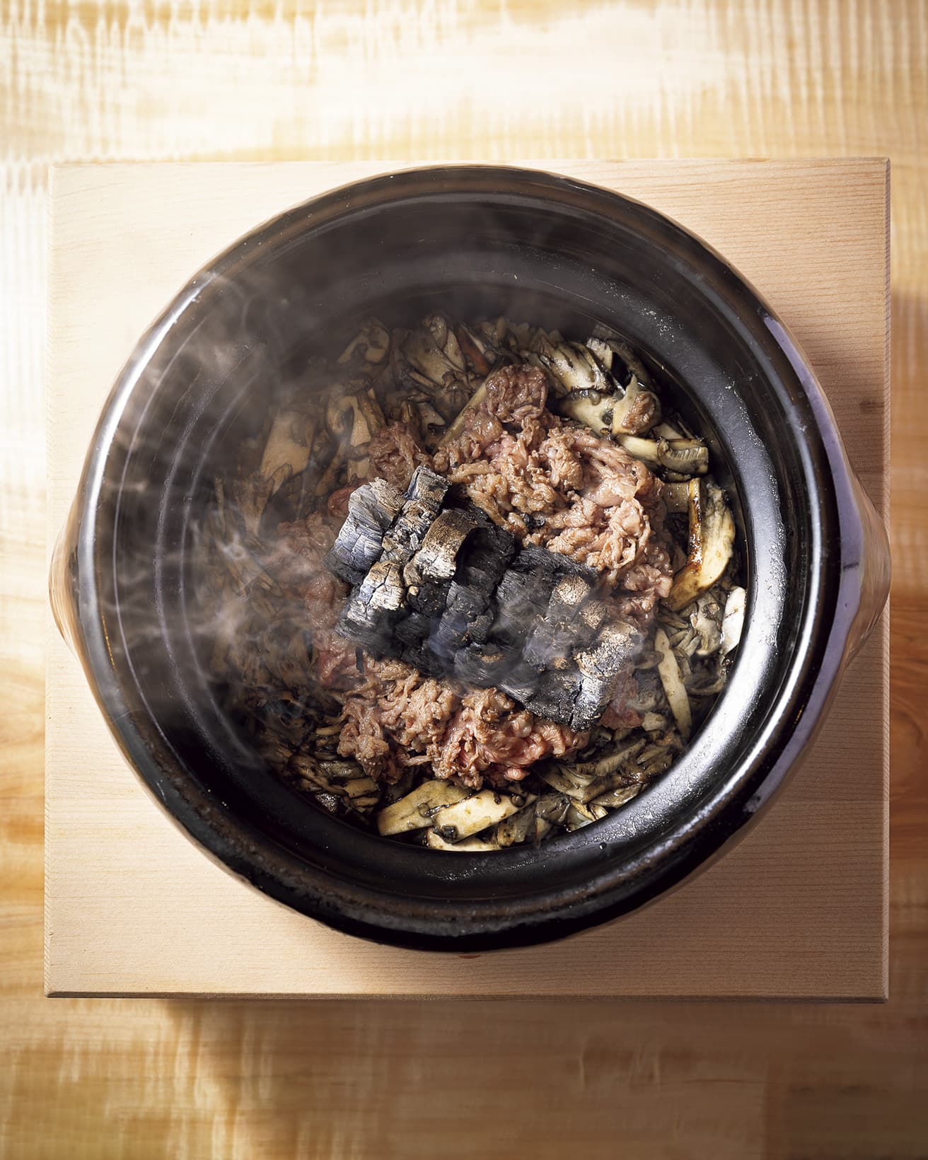 牛しゃぶと松茸のご飯。