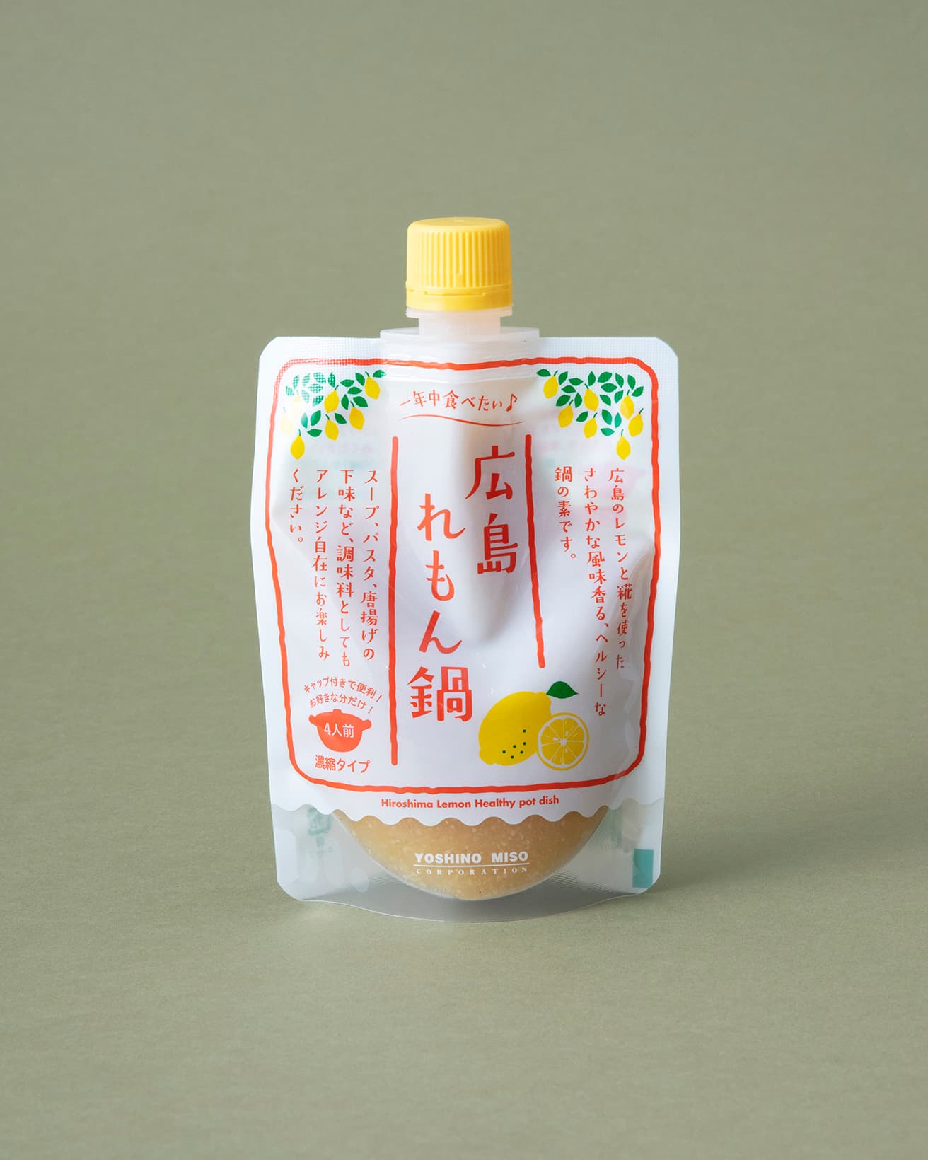 〈よしの味噌〉の《広島れもん鍋のもと》180ml 432円、5倍希釈タイプ。〈広島ブランドショップTAU〉東京都中央区銀座1-6-10 銀座上一ビルディング TEL 03 5579 9952。
