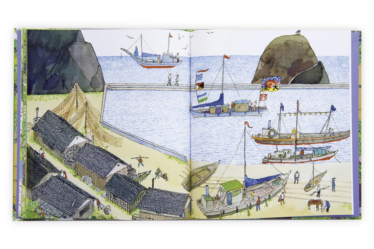 電気が普及する前の古き良き日本を目で巡る旅の本。『旅の絵本Ⅷ』作：安野光雅（福音館書店）