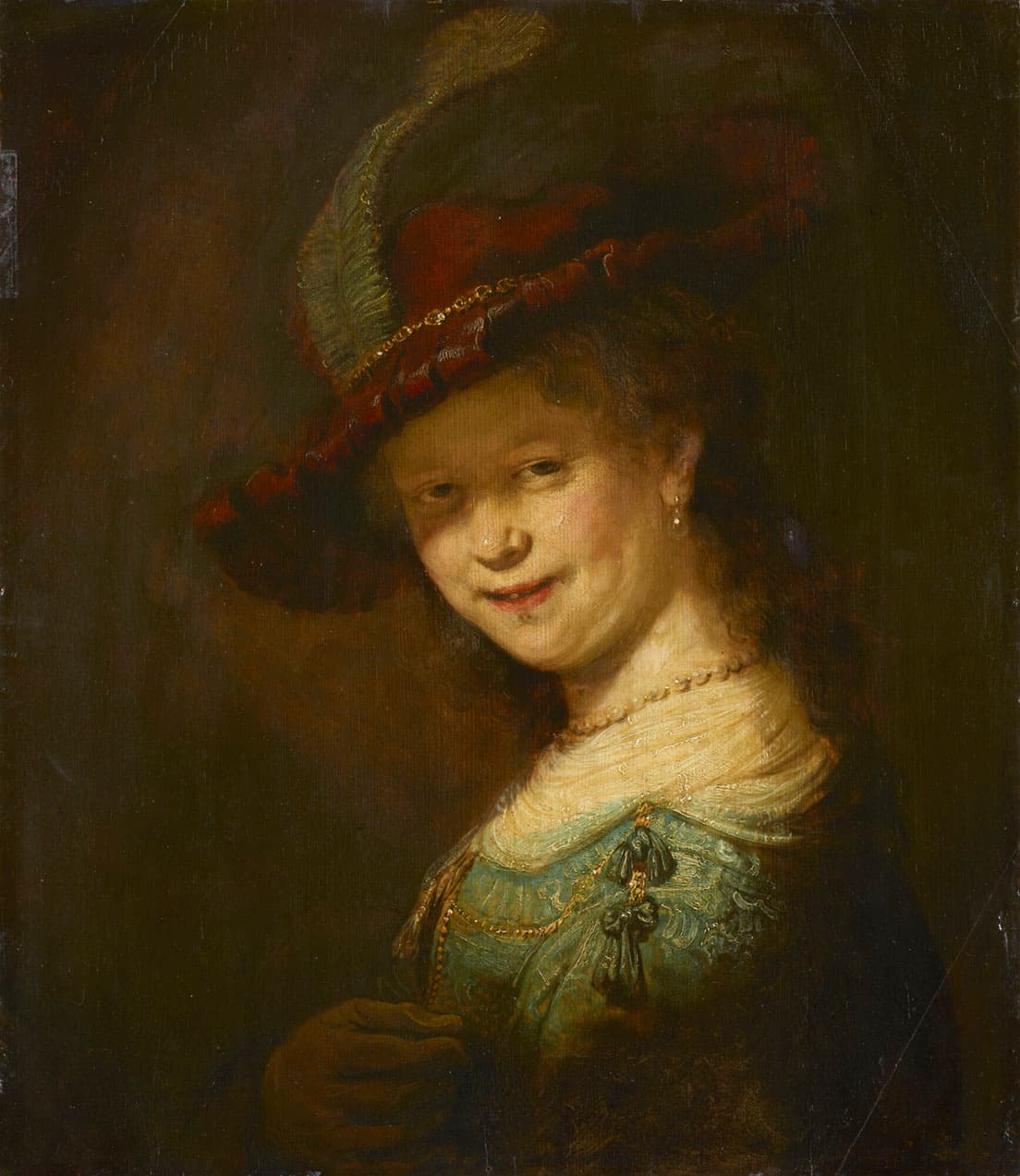 レンブラント・ファン・レイン《若きサスキアの肖像》1633年 油彩、板 52.5×44cm © Gemäldegalerie Alte Meister, Staatliche Kunstsammlungen Dresden, Photo by Elke Estel/Hans-Peter Klut