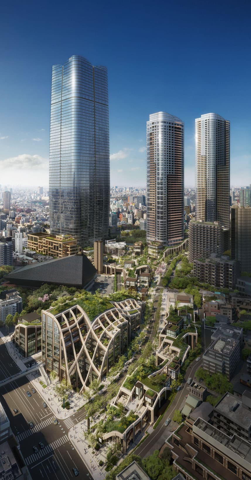 〈麻布台ヒルズ〉全景。©DBOX for Mori Building Co., Ltd. - Azabudai Hills
