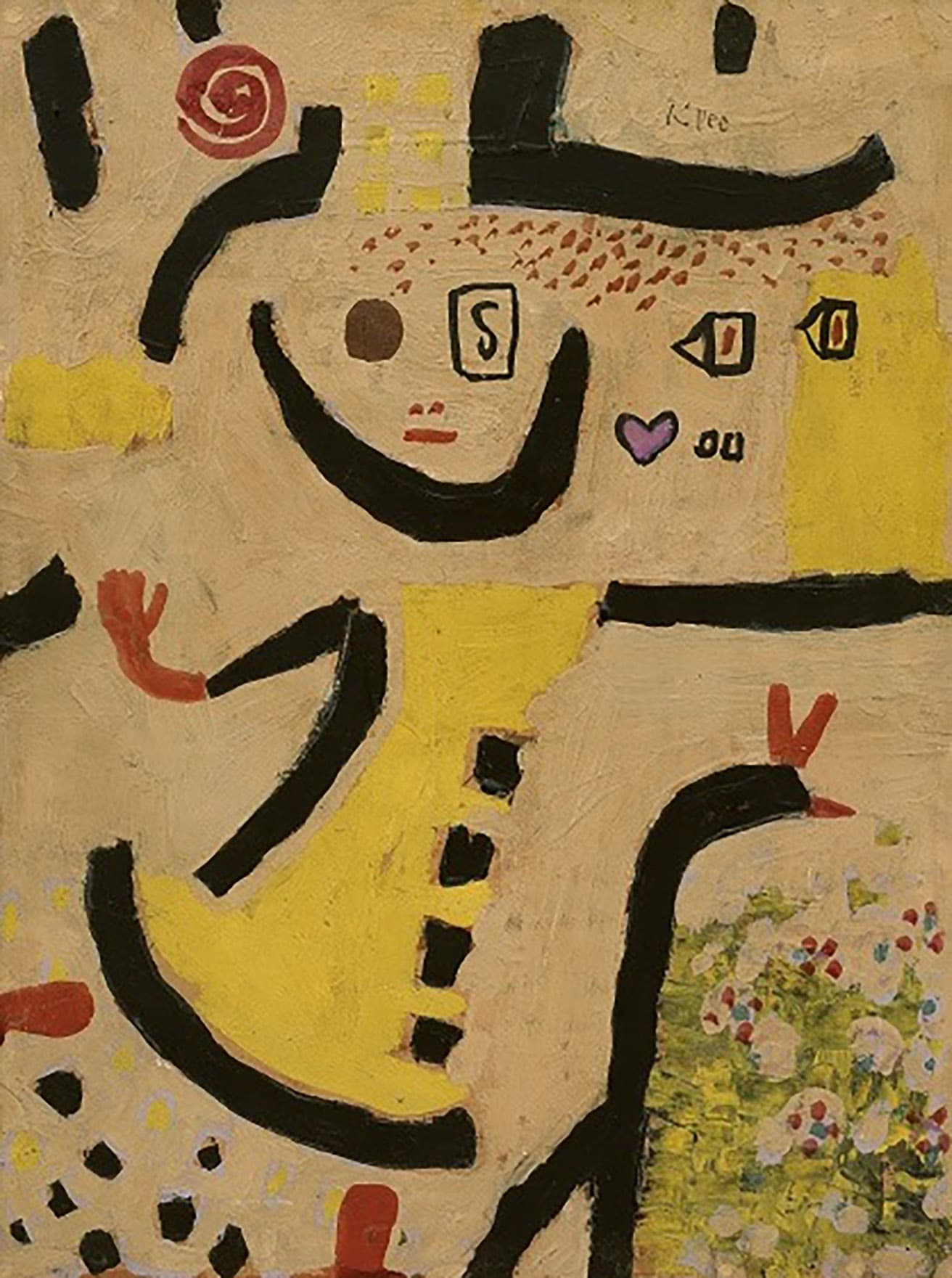 パウル・クレー 《子どもの遊び》 1939年 糊絵具・水彩、厚紙 ベルリン国立ベルクグリューン美術館。厚紙に描かれた、愛らしい子どもの絵。©Museum Berggruen – Nationalgalerie, SMB / bpk / Jens Ziehe