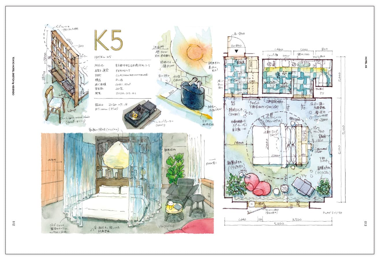 中央にベッドを配置した回遊性の高いレイアウトが印象的だったという〈HOTEL K5〉の客室「K5 room」。