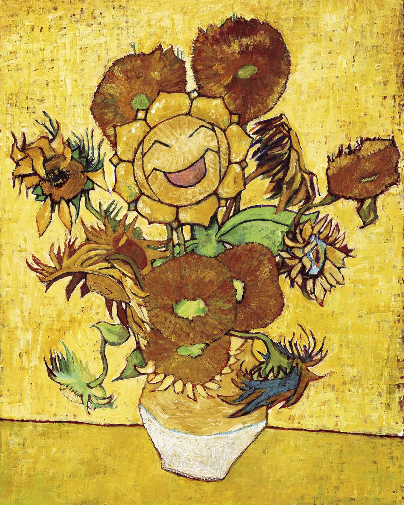 ゴッホの代表作《ひまわり》を題材にした作品内に違和感なく紛れるキマワリ。Sunflora inspired by Sunflowers, 2022, Tomokazu Komiya (1973), The Pokémon Company Internationa