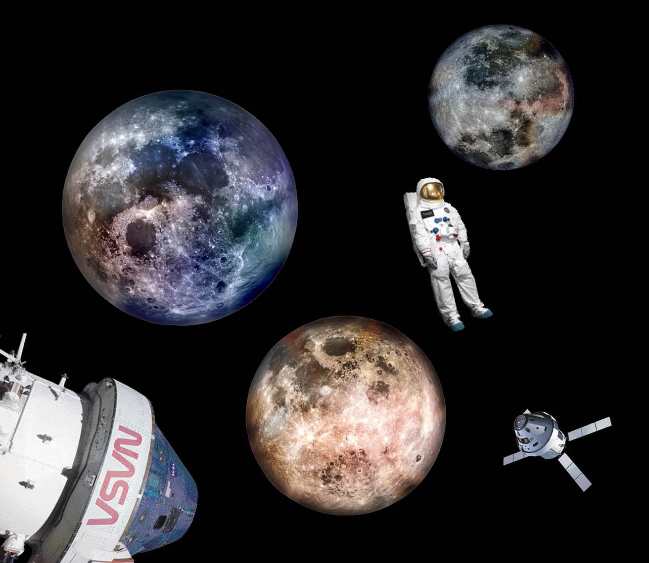 NASAが提供してます高解像度の月ビジュアルをカーペット上にリアル再現。巨大なティコクレーターや光の筋が美しいコペルニクスクレーターなどの表情もしっかり鮮明に写されてございます。ムーンカラーは3種をご用意。photo_(c) NASA (left), (c) iStock (right)