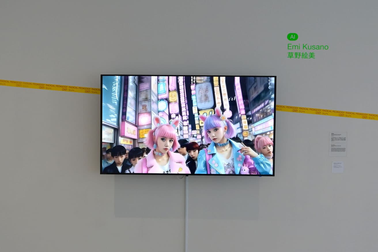 草野絵美《Morphing Memory of Neural Fad》（2023年）。街並みや音楽も当時のものをAIに学習させた。