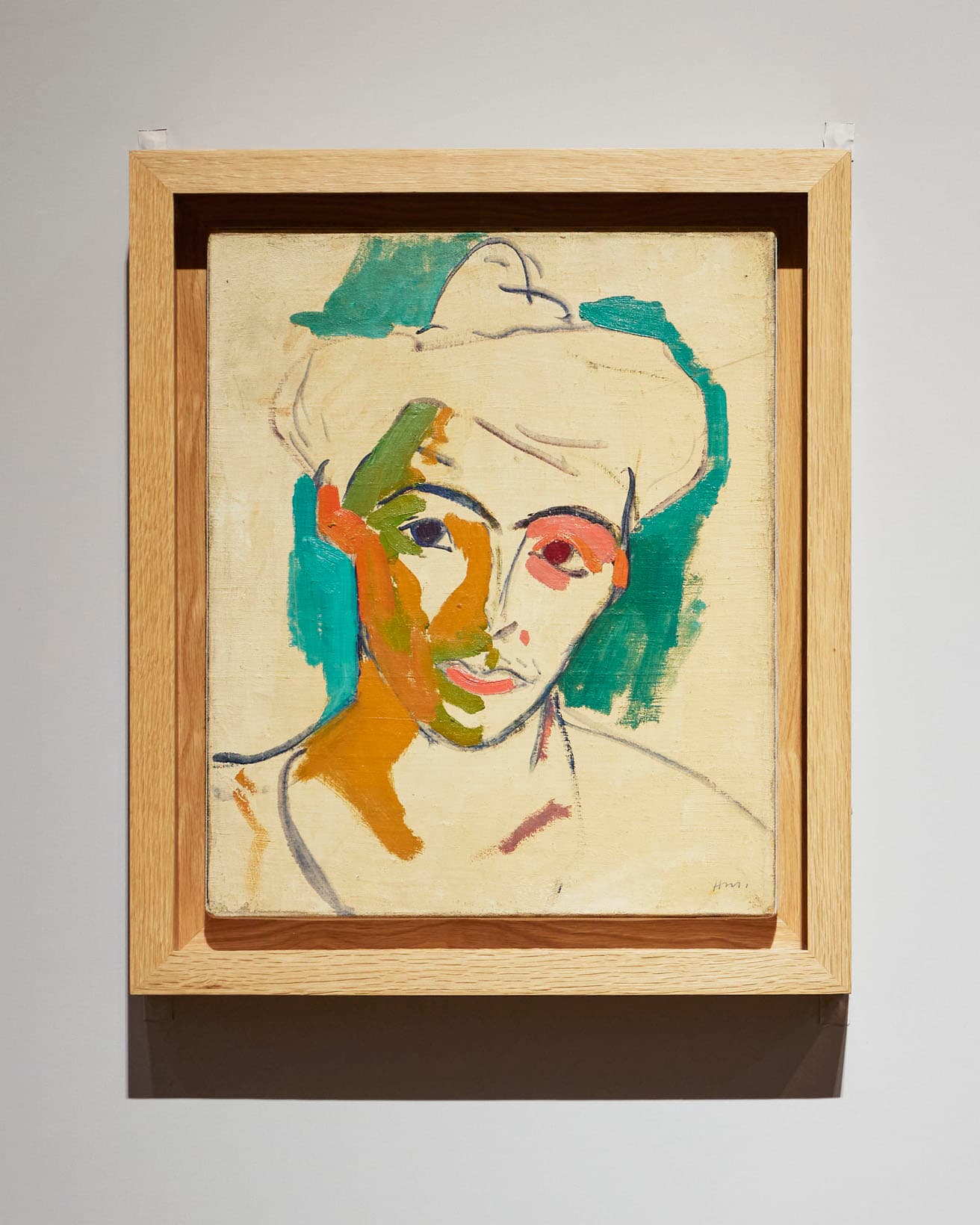 アンリ・マティス《マティス夫人の肖像》1905年。ニース市マティス美術館蔵。© Succession H.Matisse　色で奥行きを表現しようとしている。
