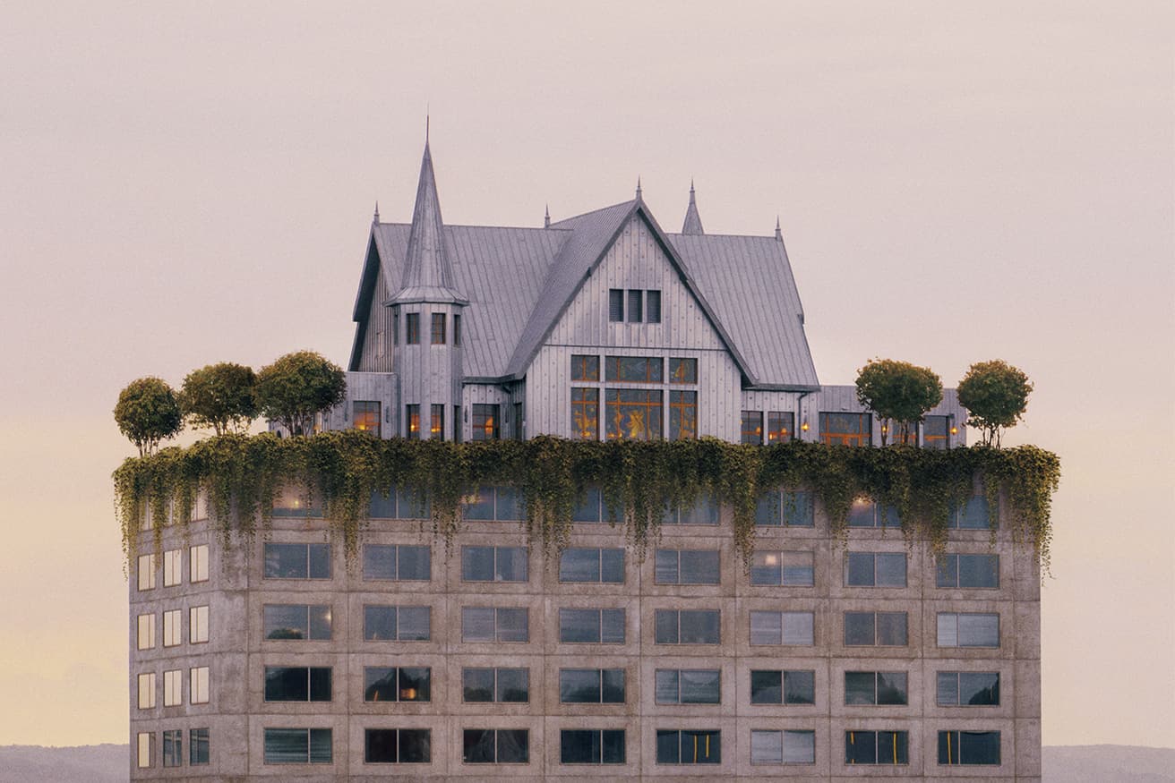 スタルクの小説『La Vie minutieuse de Manfred Heler』の主人公エレーの邸宅を屋上に建設。古都メスの市街を望む眺望も特筆。