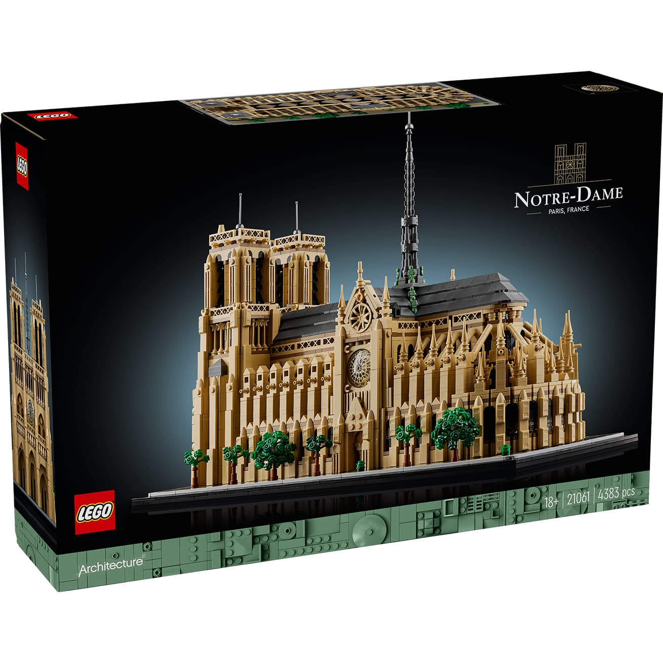 製品パッケージ。《レゴ®アーキテクチャー ノートルダム大聖堂》31,980円。LEGO, the LEGO logo and the Minifigure are trademarks of the LEGO Group. ©2024 The LEGO Group.