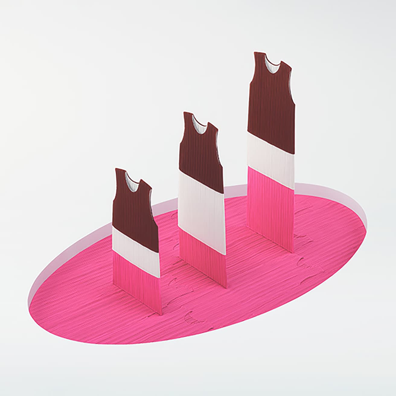 タンクトップからワンピースまで、7つの異なる丈のアイテムが揃う。©ISSEY MIYAKE INC.