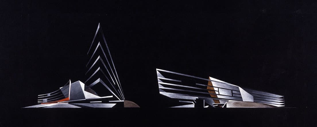時代を先駆け過ぎていた〈カーディフ・ベイ・オペラハウス〉のデザイン。　© Zaha Hadid Foundation