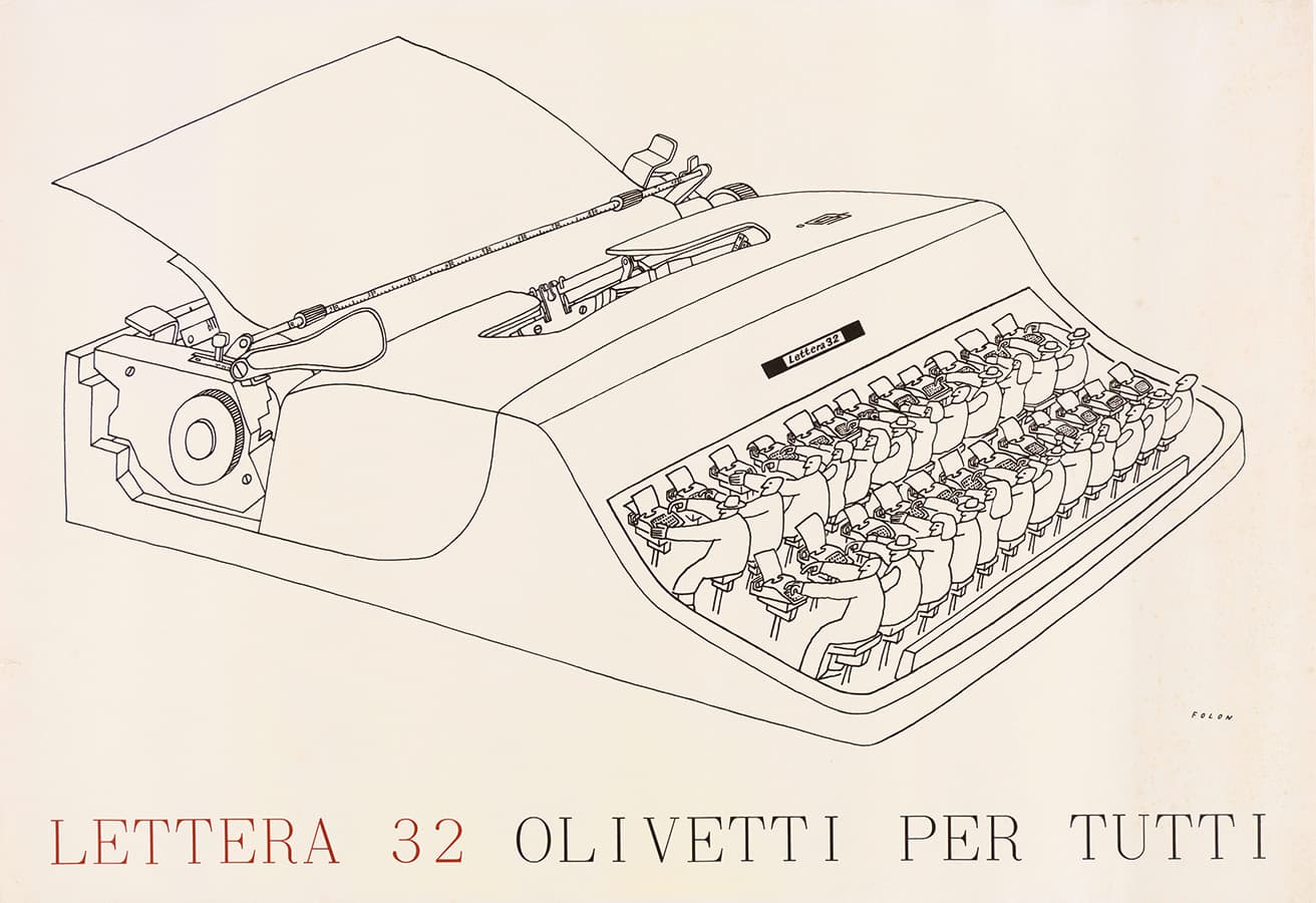 《Lettera 32 すべての人にオリベッティを》1967年 フォロン財団 ©Fondation Folon, ADAGP/PARIS, 2024-2025