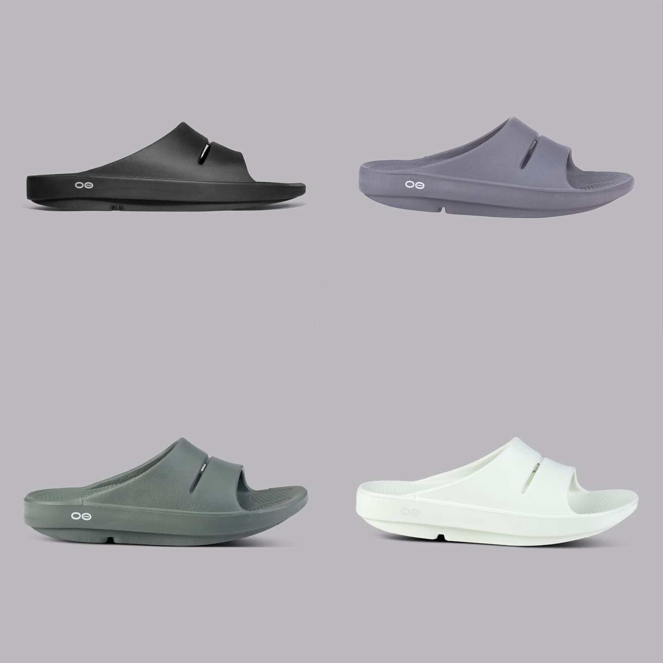 OOFOSのOOAHH。BLACK、Slate、Olive Drab、Cosmic Gray