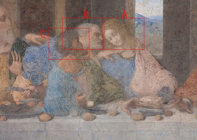 レオナルド・ダ・ヴィンチ《最後の晩餐》（一部分）

