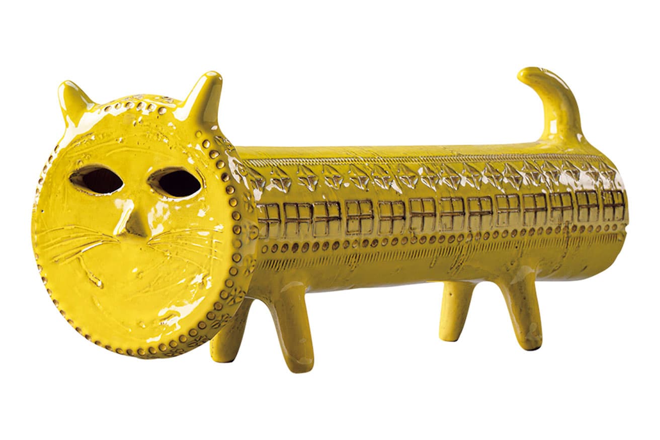 《Figura di gatto “ruota” 》ボディを特徴的なスタンプ模様で飾ったネコチャンオブジェ146,300円。