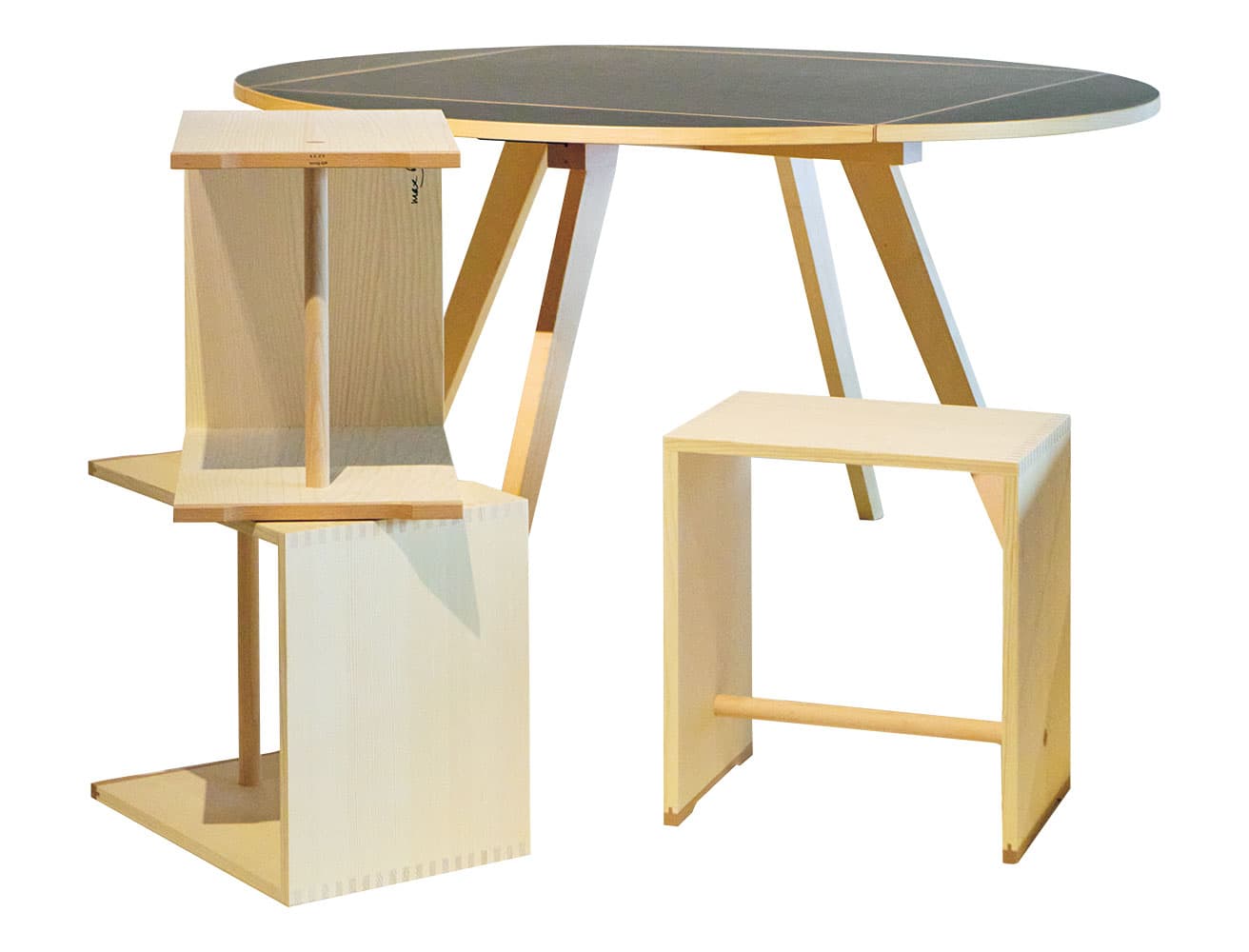 マックス・ビル　数学的思考と造形美を融合し、建築・彫刻から教育まで活動したスイスの巨匠。ウルム造形大学創設を通じ、生活文化としてのデザインを提示した。●Fukasawa’s Comment：《ウルムスツール》や正方形から正円へ変わる《スクエアラウンドテーブル》など多用途性と構造美が共存した作品は憎たらしいほど見事ですね。