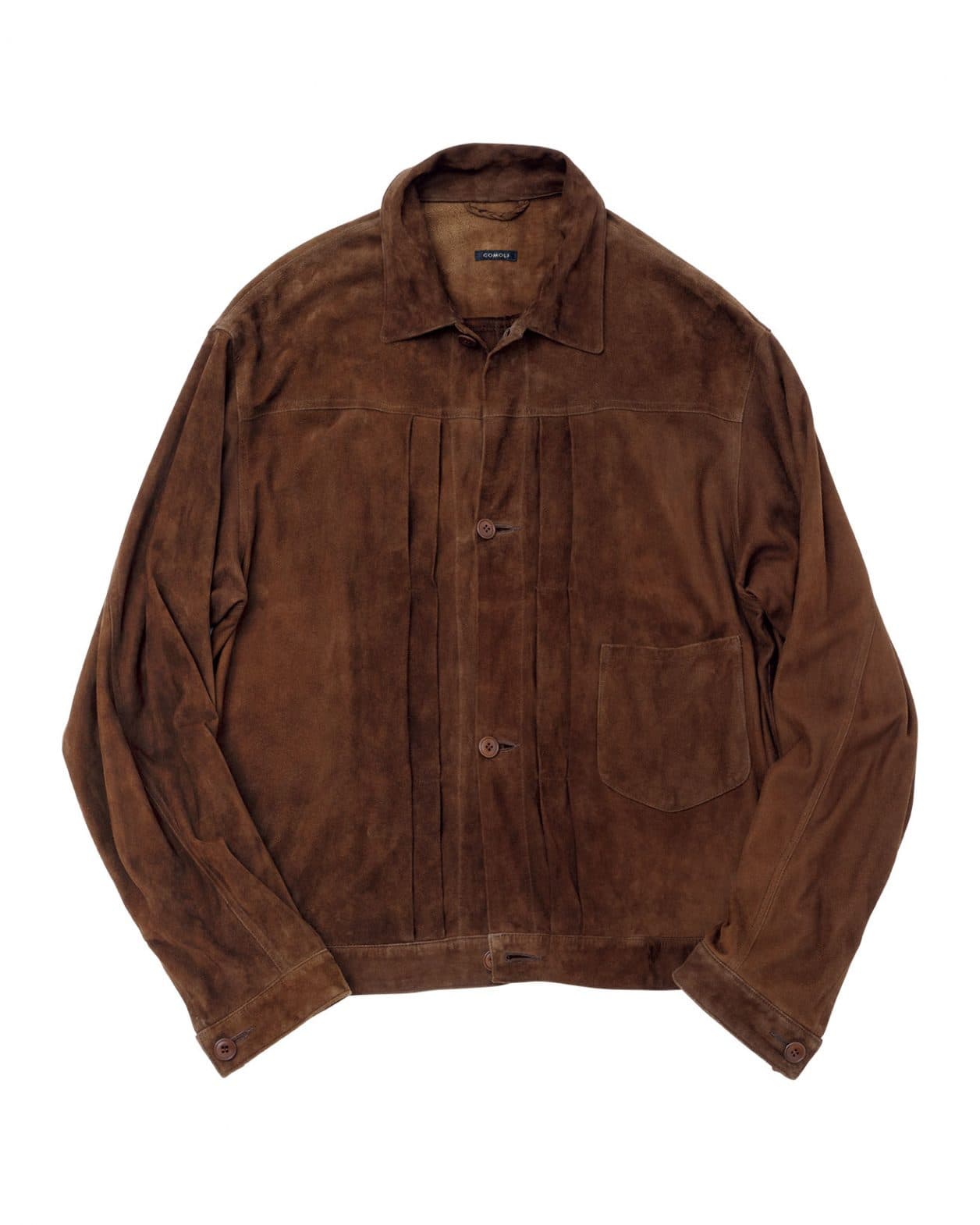薄手のシープレザーで作られた〈COMOLI〉のジャケット。