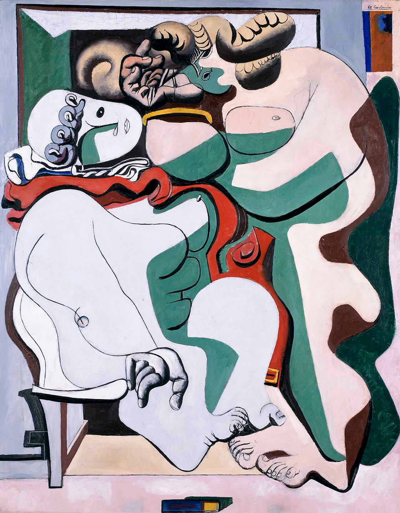 ル・コルビュジエ《マッチ箱と二人の女》1933年。1920年代末ごろからル・コルビュジエの絵画には「人体」のモチーフが描かれるようになる。森稔コレクション蔵。