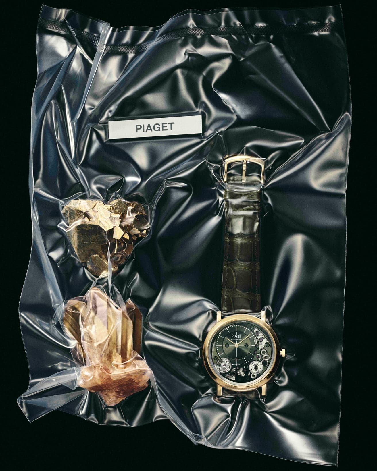 《アルティプラノ アルティメート オートマティック》径41mm、自動巻き、18Kイエローゴールドケース、アリゲーターストラップ(グリーン)。5,852,000円。