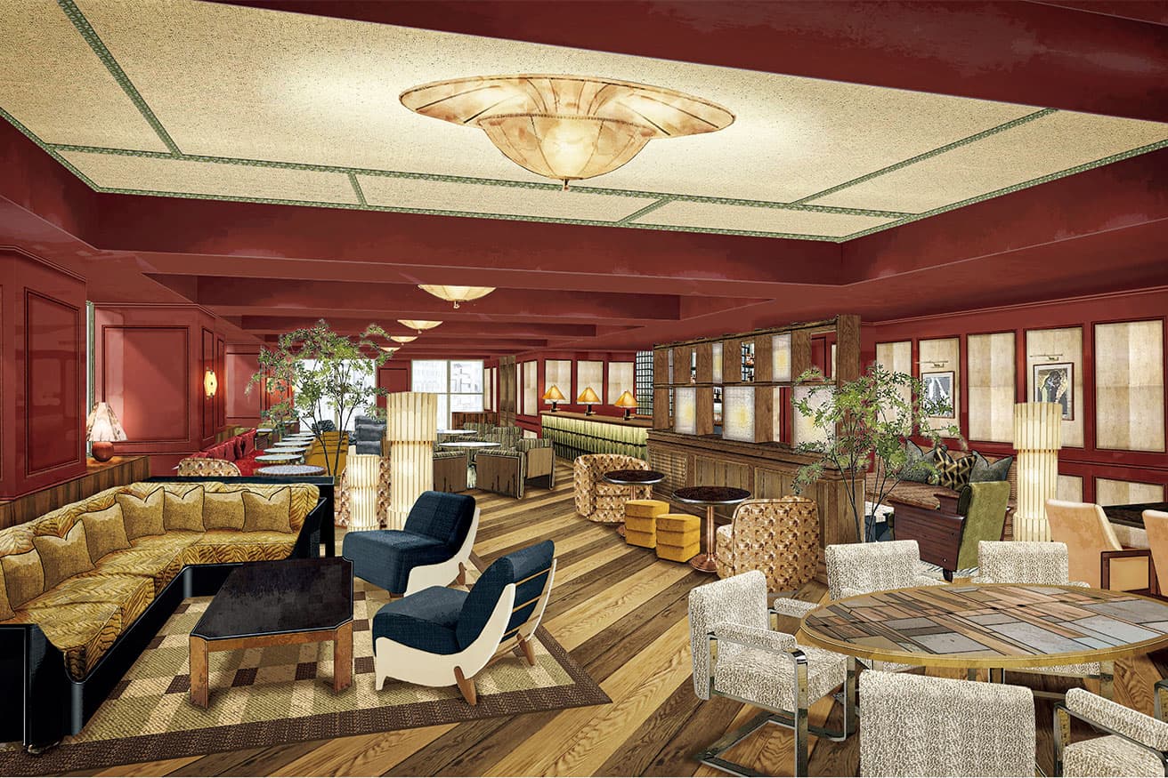 CLUB LOUNGE　お酒を飲みながらミーティングなど、会員同士の交流を促すためのエリア。