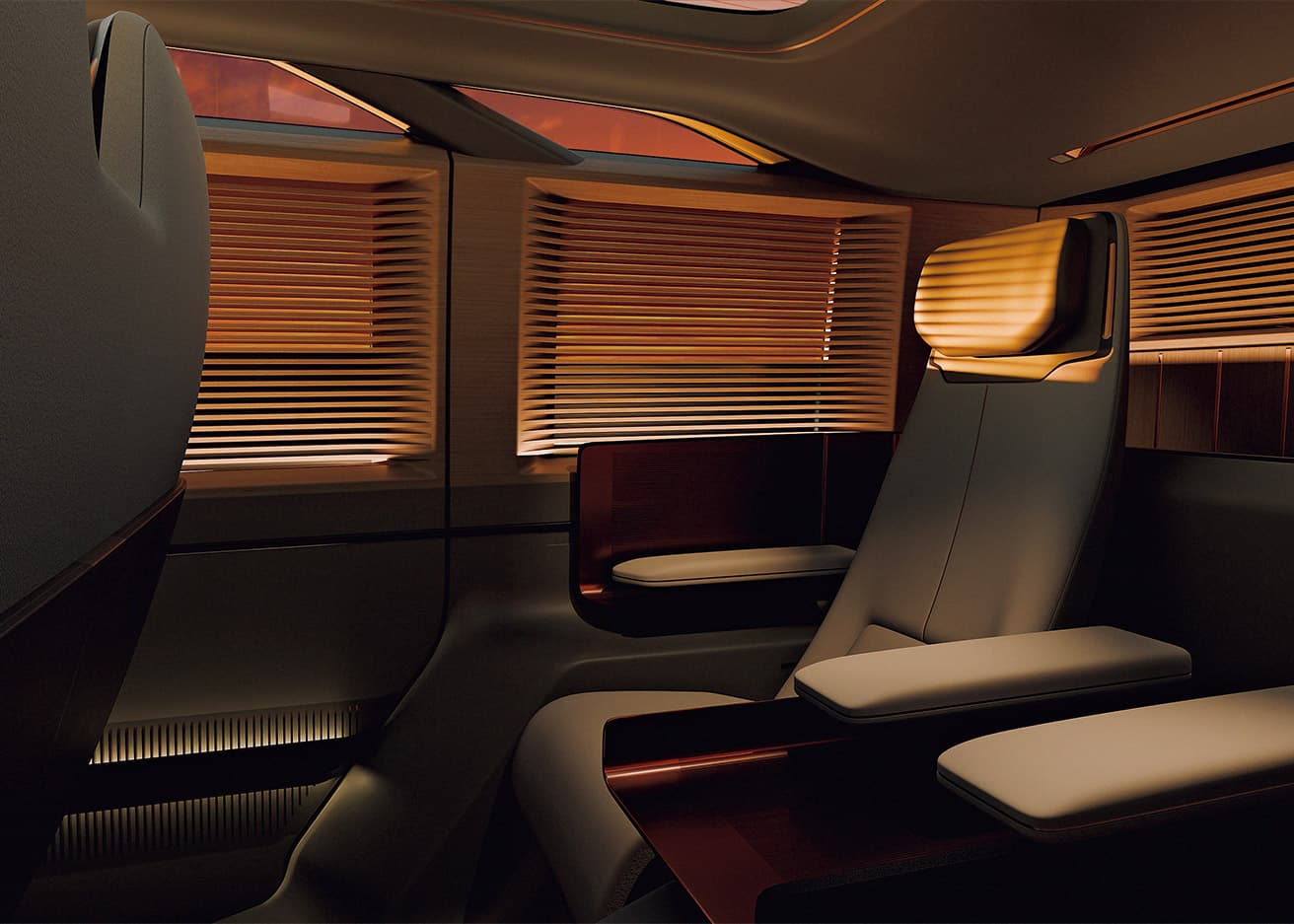 後席空間をモチーフにした体験型作品を展示。