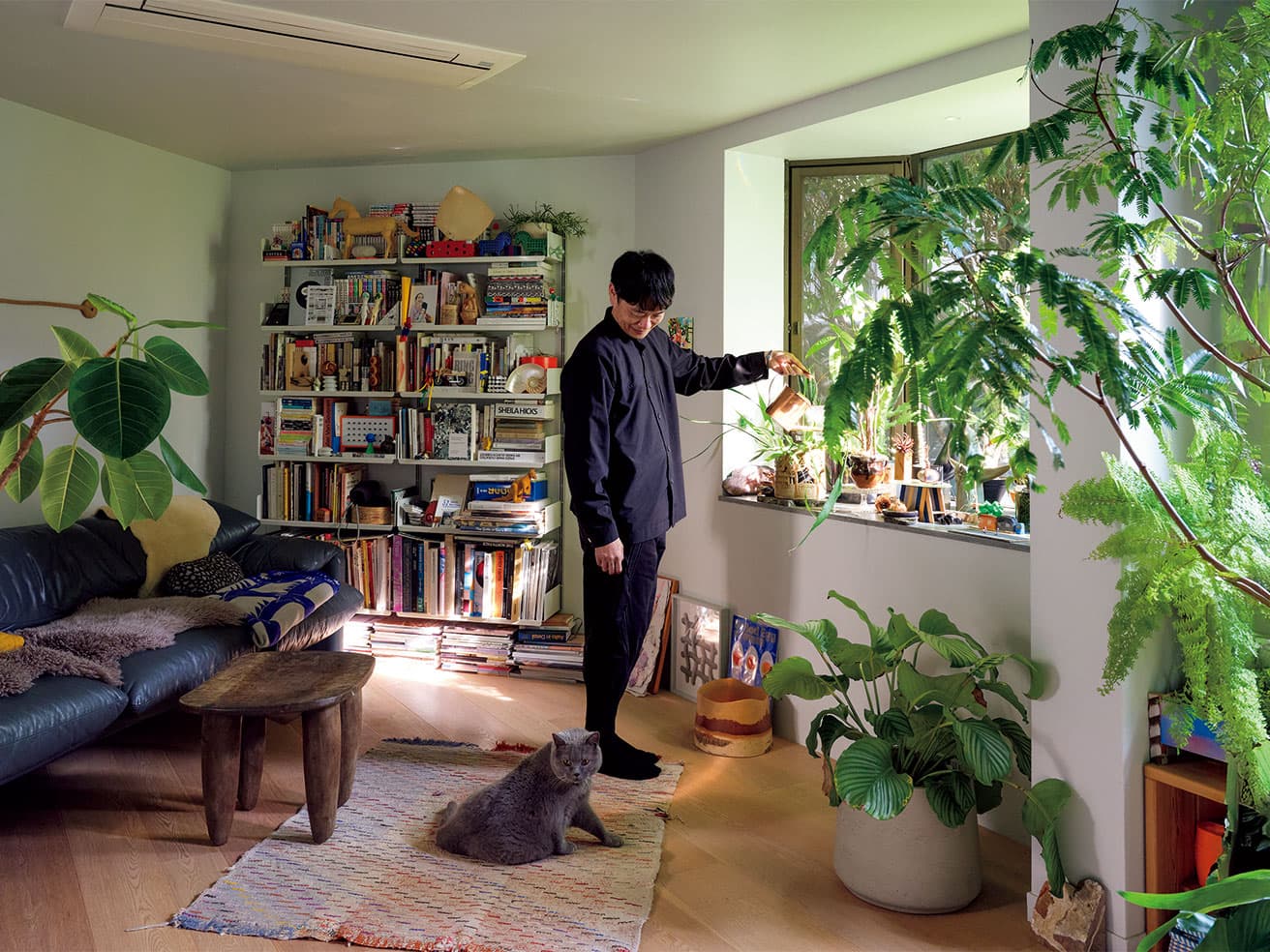 築40年余のRC造住宅をリノベーション、内外にグリーンがあふれる空間で愛猫サニーとともに。