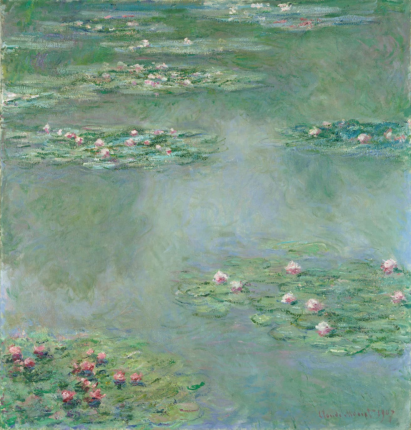 クロード・モネ《睡蓮》（1907年、ポーラ美術館）。モネが晩年に手がけたシリーズの1点。