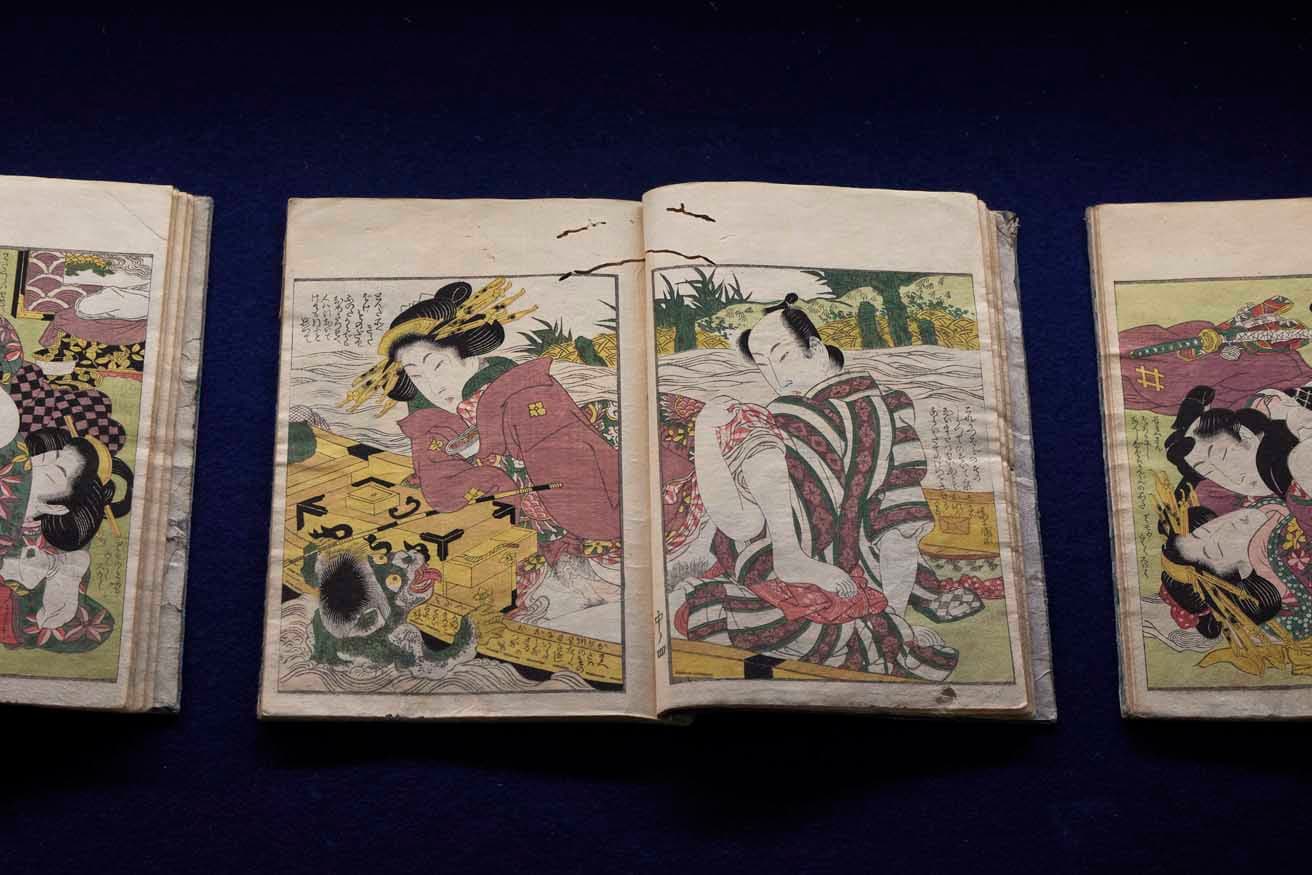 勝川春扇《姫男安曽美》（ひなあそび）上中下　文化年間（1804〜1818）。浦上蒼穹堂蔵。
