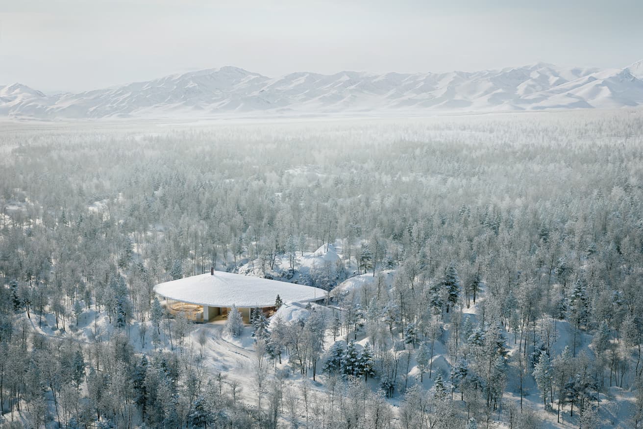 コンペで最優秀賞を獲得したプラン「NATURE WITHIN」のイメージ。一体に広がる豊かな森の景色と呼応するような建築を目指した。