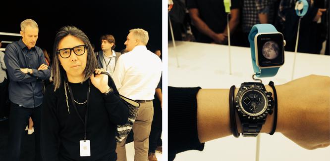 藤原ヒロシ氏の腕を借りてApple Watchとロレックスのツーショットを撮ってみた。