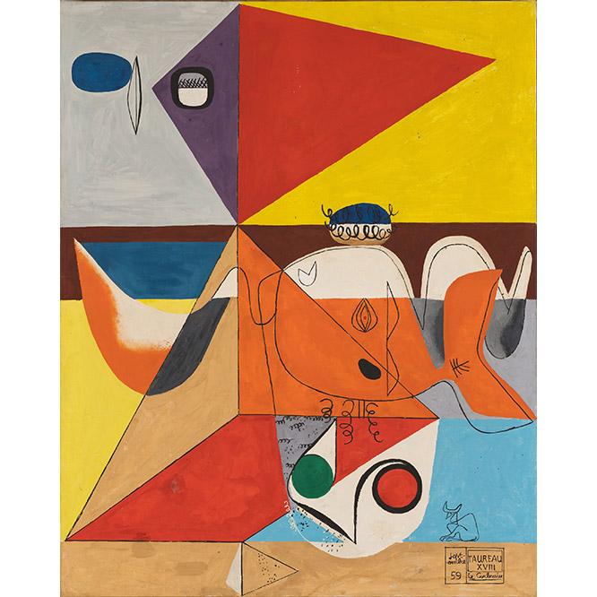 コルビュジエ自身が描いた油彩画。ル・コルビュジエ 《牡牛 XVIII》1959年 所蔵：大成建設株式会社
