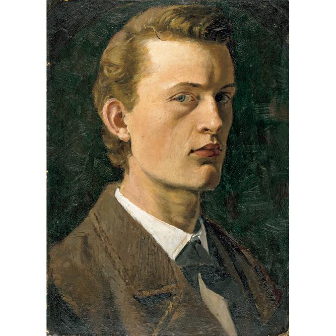 エドヴァルド・ムンク《自画像》1882年　油彩、紙（厚紙に貼付）　26×19cm
