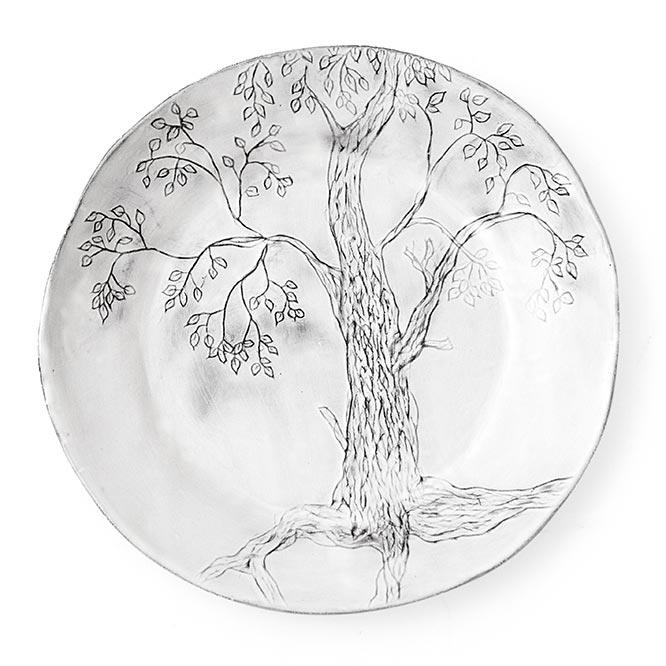 コラボレーション〈セツコ〉より、白のプレートに描かれた〈木の皿〉18,000円。W26.5×H26.5×D3cm。