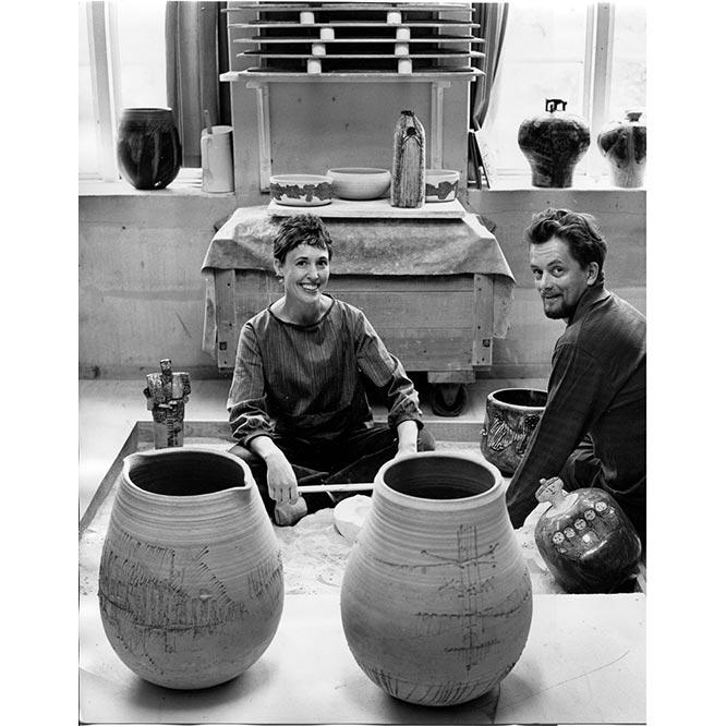 リサとグンナル（グスタフスベリのリサ・ラーソンスタジオにて）。1960年代。©︎Bo Dahlin