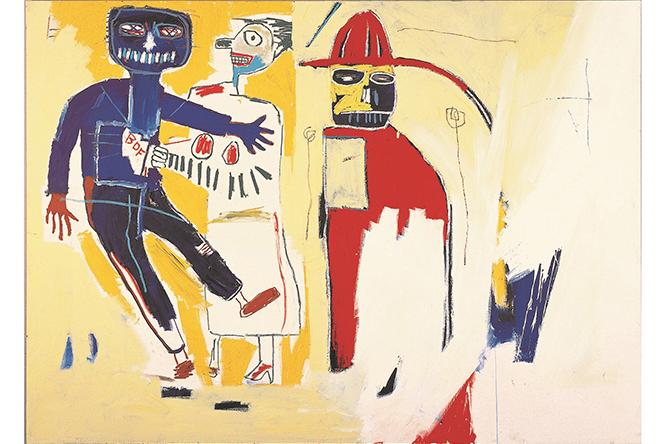 ジャン＝ミシェル・バスキア  Bombero, 1983 Acrylic and oilstick on canvas 165.2 x 230.5 x 3.1 cm  KITAKYUSHU MUNICIPAL MUSEUM OF ART Artwork © Estate of Jean-Michel Basquiat.  Licensed by Artestar, New York