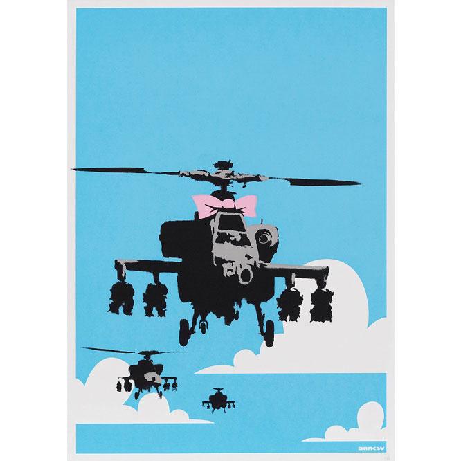 バンクシー（1974年〜）《Happy Choppers》 1,200,000円〜2,000,000円。