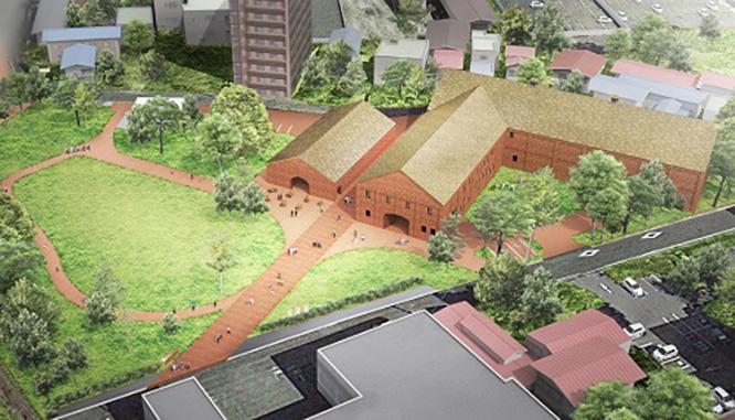 上空からみたシードル・ゴールドの屋根。　©Atelier Tsuyoshi Tane Architects 