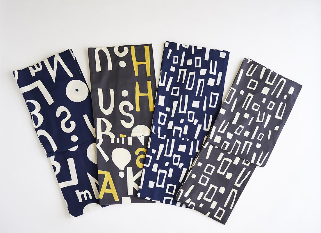 〈イデー〉から発売する柚木沙弥郎デザインの浴衣。《アルファベット》と《ブロック》の2柄4色展開。