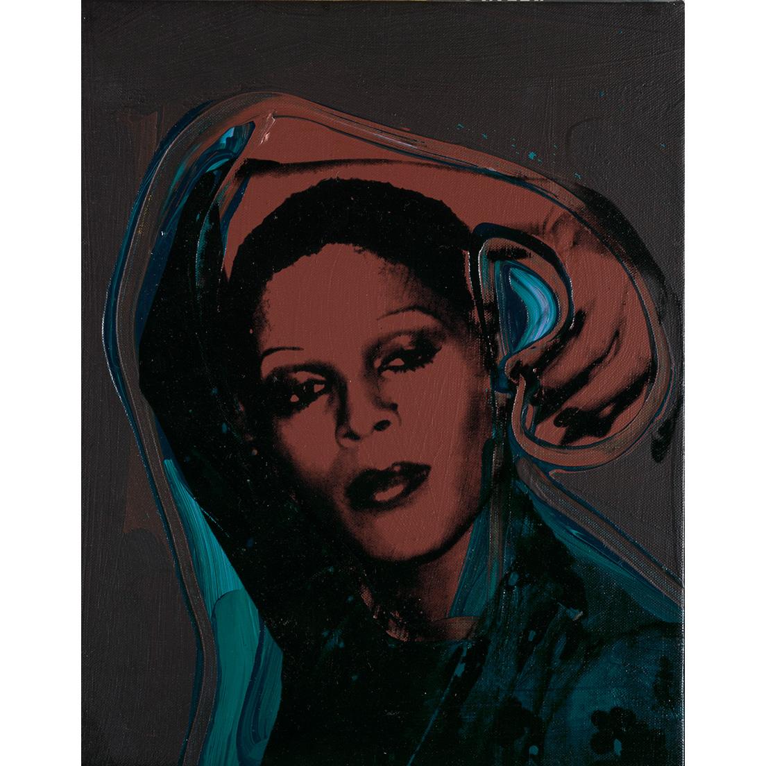 《Ladies and Gentlemen (Iris) 》（1975年）Acrylic paint and silkscreen ink on canvas 356 x 279 mm Italian private collection　© 2020 The Andy Warhol Foundation for the Visual Arts, Inc./ Licensed by DACS, London.