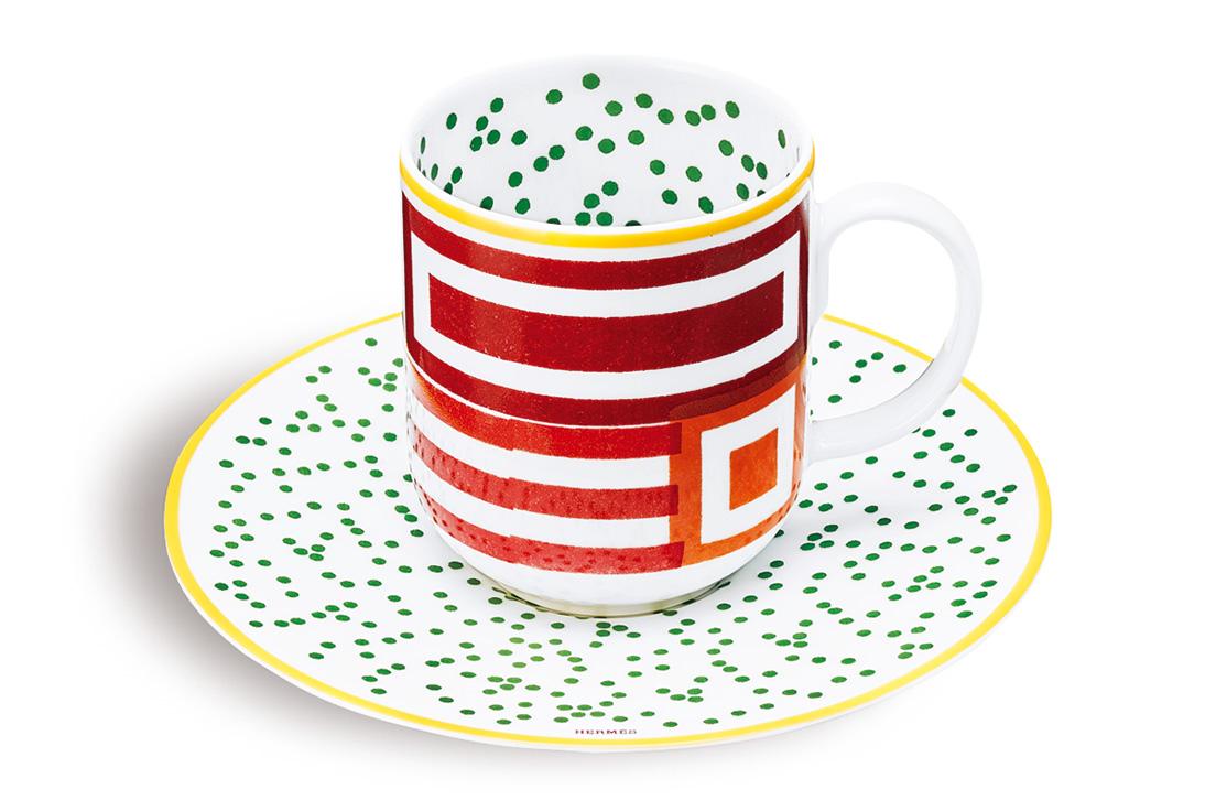 【Cup and Saucer】柄を違えた組み合わせが楽しめますティーセット《イポモビル》から。コーヒーカップ＆ソーサー24,200円。
