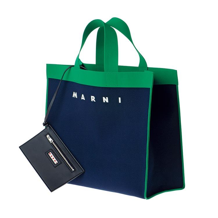 ソリッドなデザインが目を引く〈マルニ〉のトートバッグが発売。
