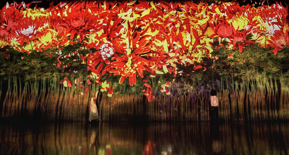 《増殖する無量の生命 - A Whole Year per Year》増えすぎる、あるいは人々が花に触れると散ってしまう。