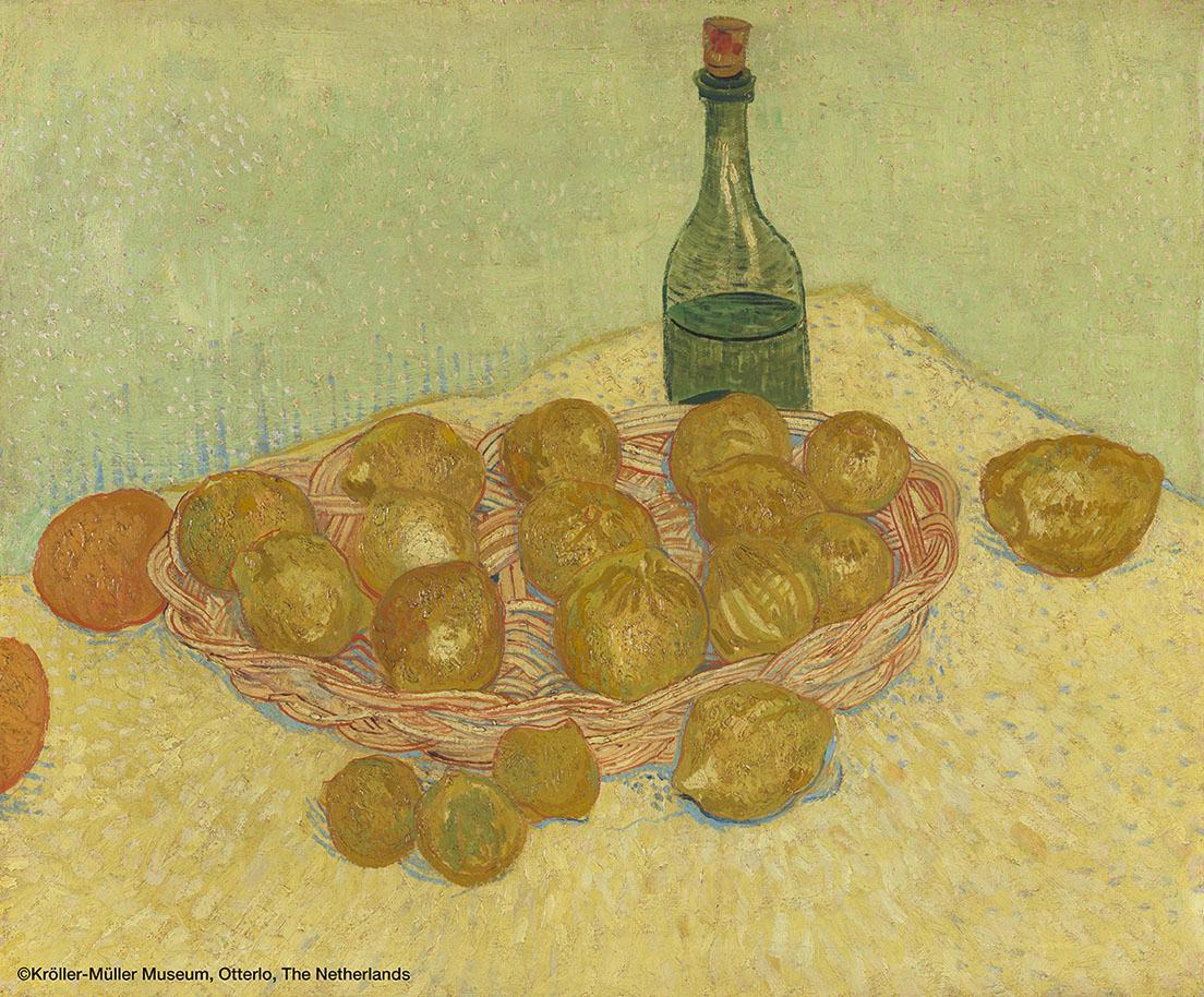 フィンセント・ファン・ゴッホ《レモンの籠と瓶》 1888年5月　油彩、カンヴァス　53.9×64.3cm　クレラー=ミュラー美術館蔵