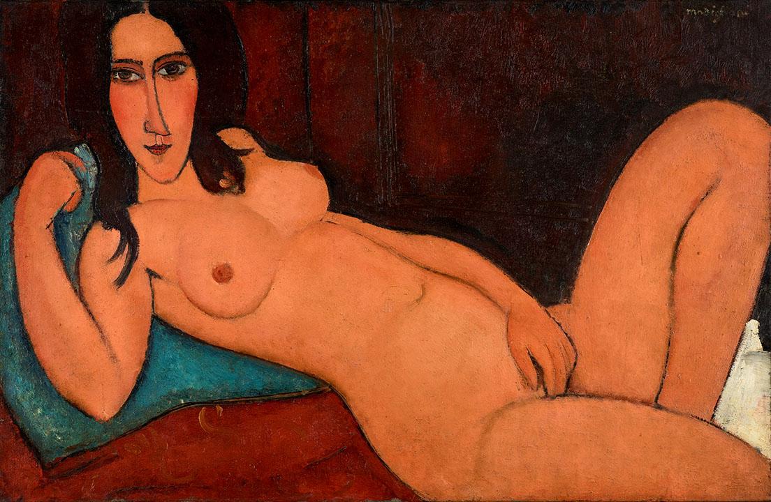 アメデオ・モディリアーニ《髪をほどいた横たわる裸婦》1917年