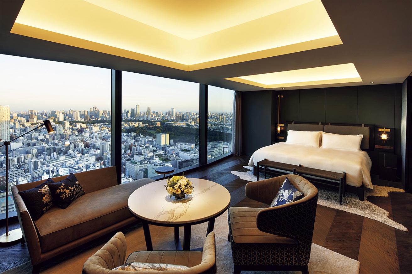 39～47階のラグジュアリーホテル〈BELLUSTAR TOKYO, A Pan Pacific Hotel〉客室。階下にはカジュアルなライフスタイルホテルも。