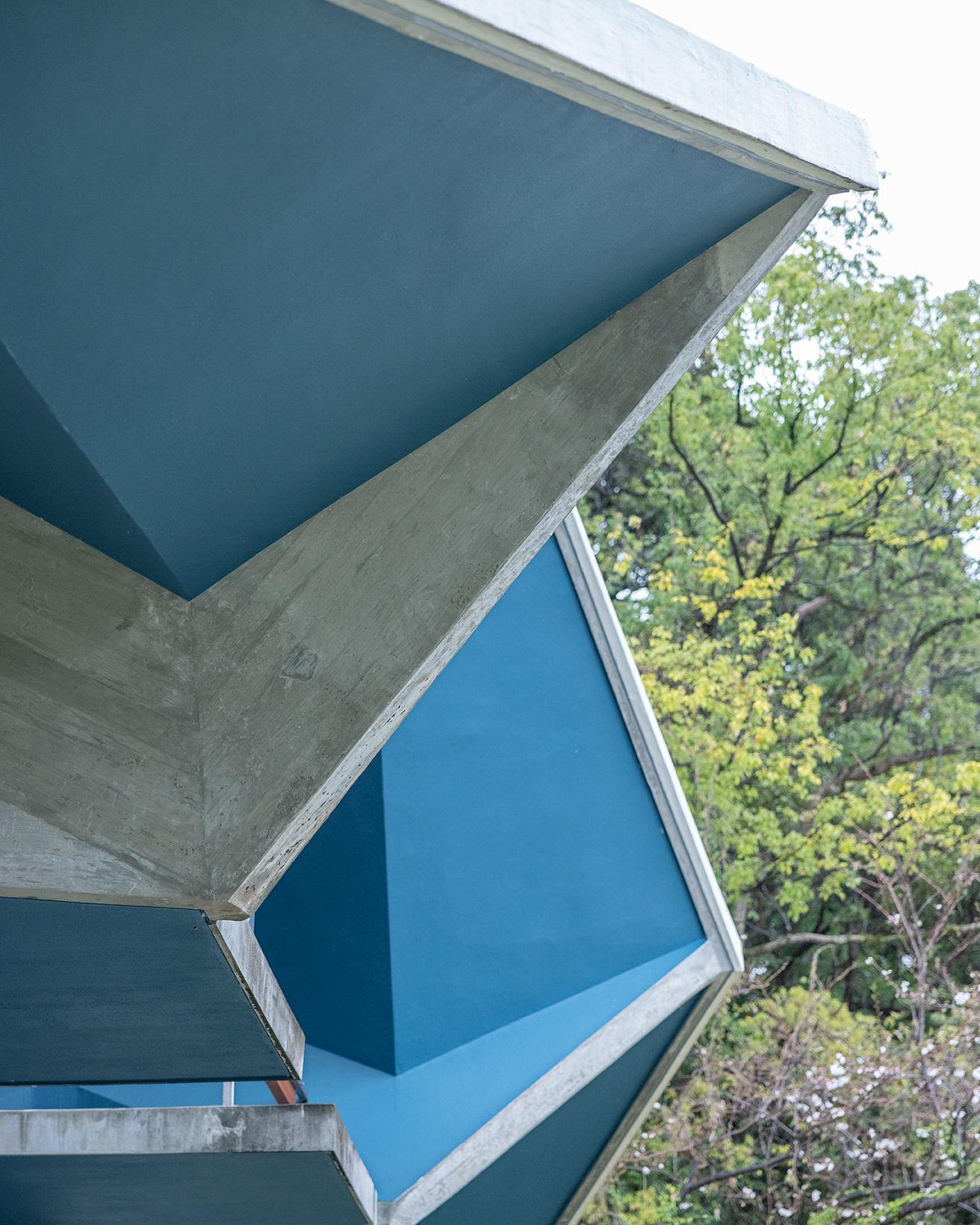 凹凸のある複雑な形状の折板屋根。photo_Norio Kidera