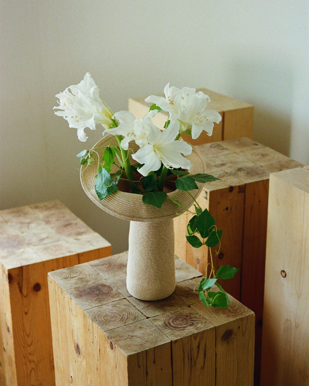 【今週の花と器】アマリリス（ベラドンナリリー）と〈ポレーヌ × モブジェ〉の《ラペル》｜9月