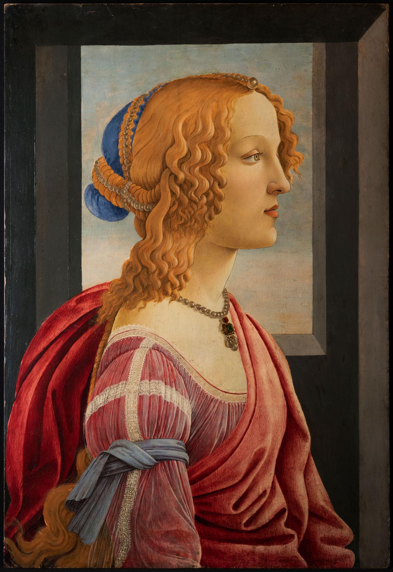 サンドロ・ボッティチェリ《美しきシモネッタ》15世紀後半（推定1469年から1475年の間）、東京、丸紅株式会社。