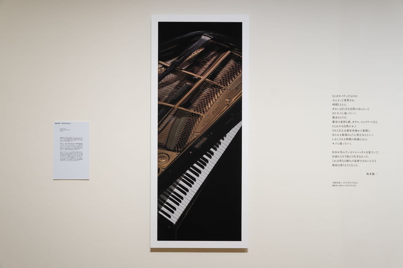 高谷史郎《Piano 20110311》(2018/23年)。東日本大震災の津波で壊れてしまった宮城県名取市のピアノをスキャンするように撮影した作品。